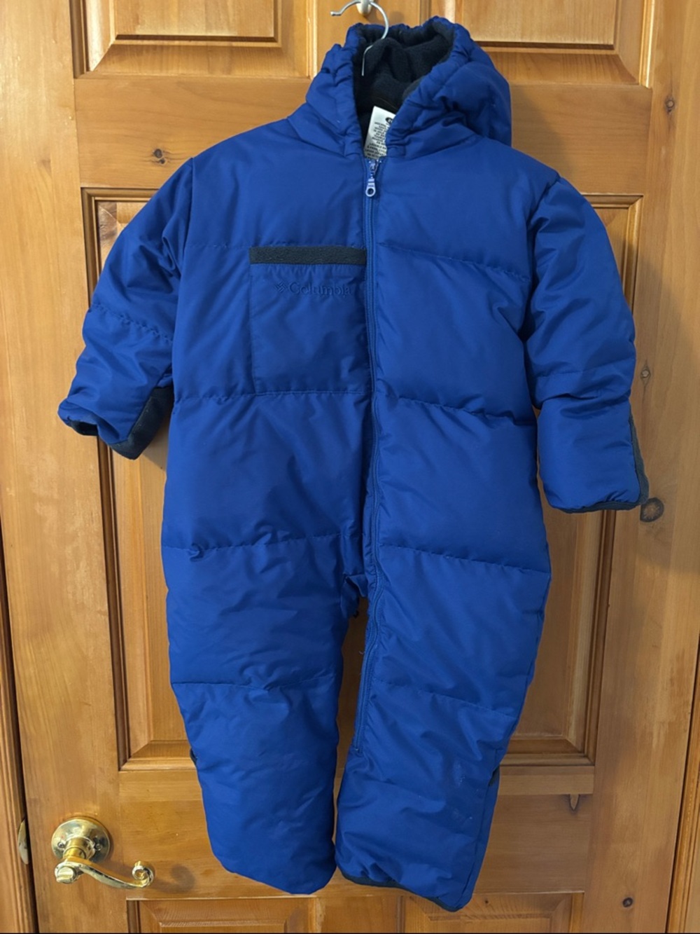 Columbia Blue Puffer Infant Snowsuit with Hood